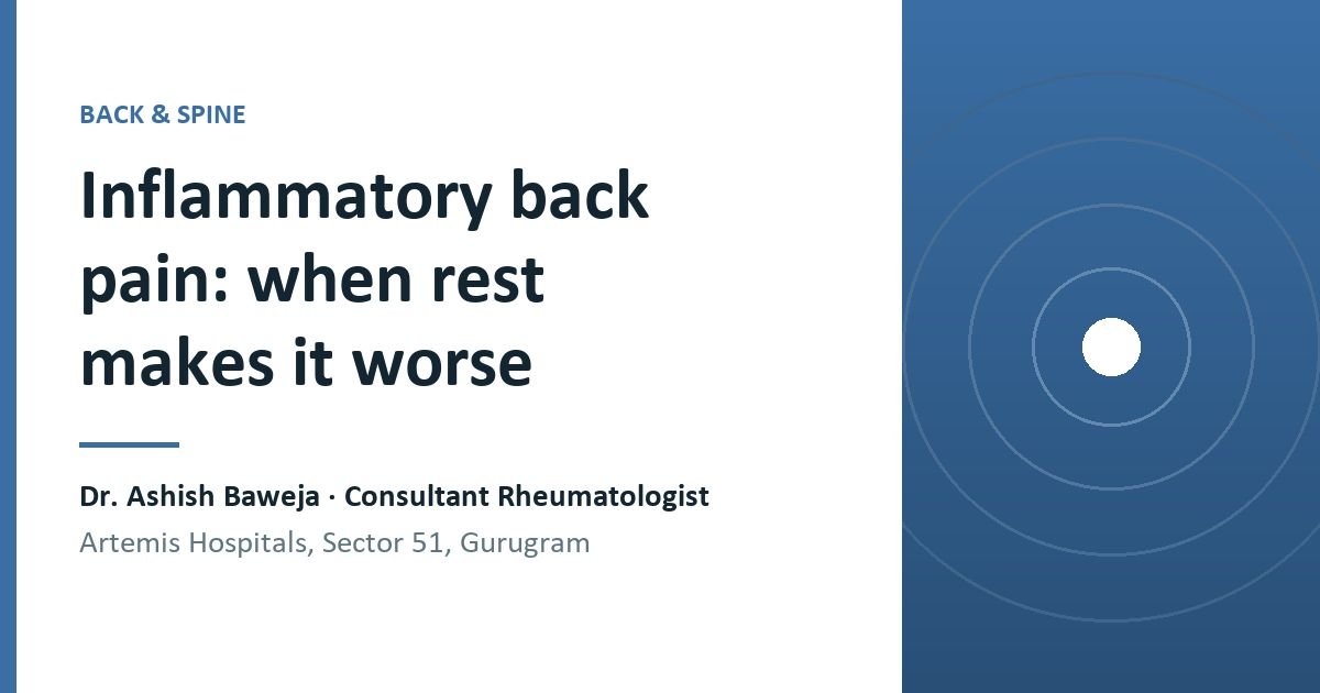 Back pain that improves when you move and worsens when you lie still behaves the opposite way to a strained muscle or a worn disc. That reversal is the clue.